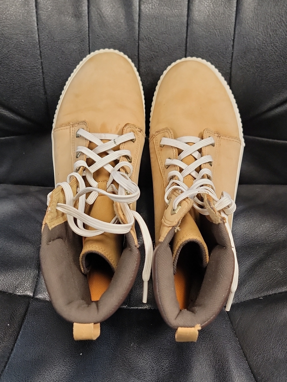 Kids Tan High-Top Sneakers - Comfortable Casual Shoes
